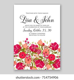 Peony wedding invitation template