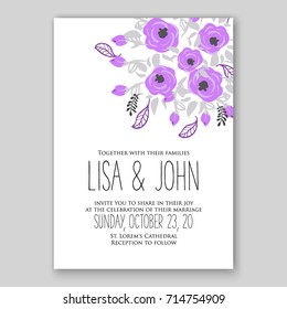 Peony wedding invitation template