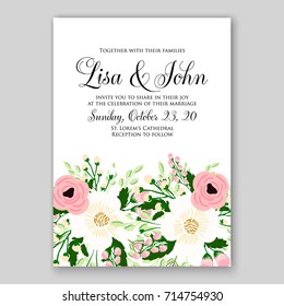 Peony wedding invitation template
