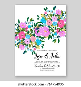 Peony wedding invitation template