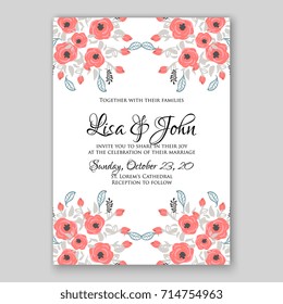 Peony wedding invitation template