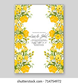 Peony wedding invitation template