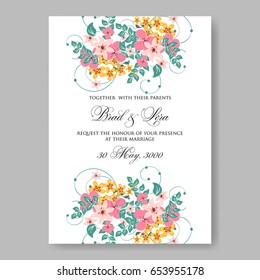 Peony Wedding Invitation Template Vector Floral Stock Vector (Royalty