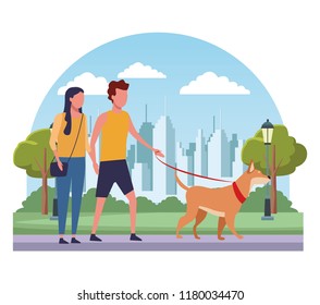 Peope at park cartoons