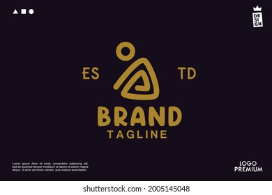 peopel simple abstract logo. mountain spiral monoline for brand and company
