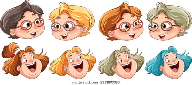 Peopl with facial expression collection illustration