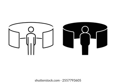 People with a 360 degree panorama. Vector illustration