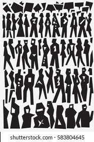 people abstract background , doodles set