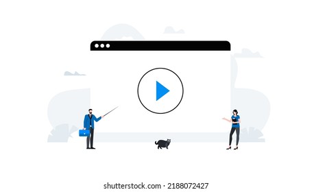 People at abstract browser. Conceptual vector illustration. Animation ready duik friendly vector.