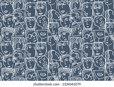 People abstract faces avatars characters invert seamless pattern