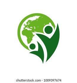 people abstract globe logo