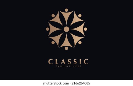 People abstract icon silhouette vector monogram logo template