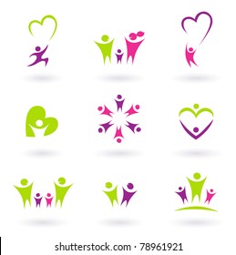 People Abstract Icons Isolated On White. Vector Illustration.