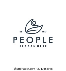 People and abstract leaf logo human icon logotype