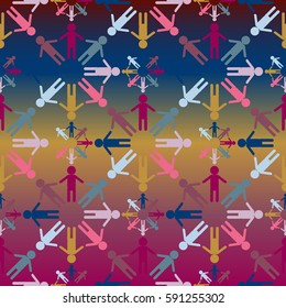 People abstract seamless background. Background with color silhouettes of persons. Illustration for print, web