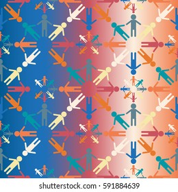 People abstract seamless background. Background with color silhouettes of persons. Illustration for print, web