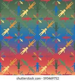 People abstract seamless background. Background with color silhouettes of persons. Illustration for print, web