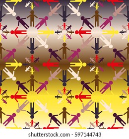 People abstract seamless background. Background with color silhouettes of persons. Illustration for print, web