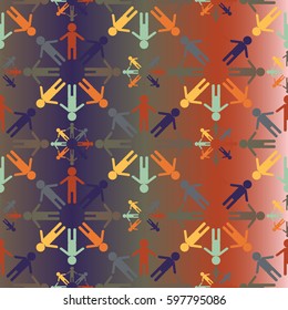 People abstract seamless background. Background with color silhouettes of persons. Illustration for print, web