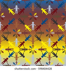 People abstract seamless background. Background with color silhouettes of persons. Illustration for print, web