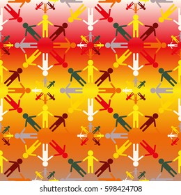 People abstract seamless background. Background with color silhouettes of persons. Illustration for print, web