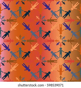 People abstract seamless background. Background with color silhouettes of persons. Illustration for print, web