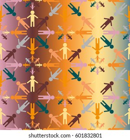 People abstract seamless background. Background with color silhouettes of persons. Illustration for print, web