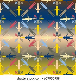 People abstract seamless background. Background with color silhouettes of persons. Illustration for print, web