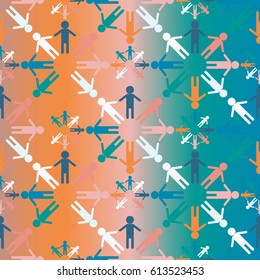 People abstract seamless background. Background with color silhouettes of persons. Illustration for print, web