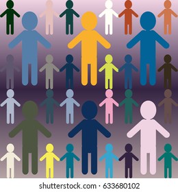 People abstract seamless background. Background with color silhouettes of persons.