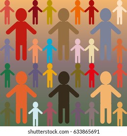 People abstract seamless background. Background with color silhouettes of persons.