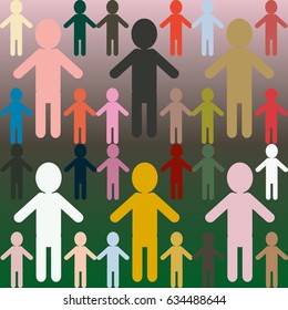 People abstract seamless background. Background with color silhouettes of persons.