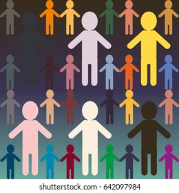 People abstract seamless background. Background with color silhouettes of persons.