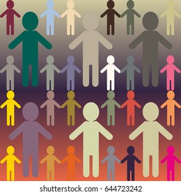 People abstract seamless background. Background with color silhouettes of persons.
