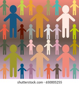 People abstract seamless background. Background with color silhouettes of persons.