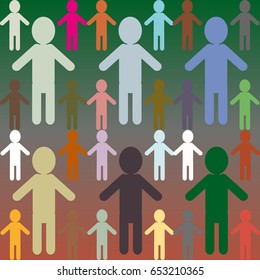 People abstract seamless background. Background with color silhouettes of persons.