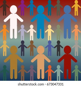 People abstract seamless background. Background with color silhouettes of persons.