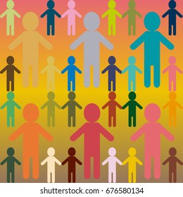 People abstract seamless background. Background with color silhouettes of persons.