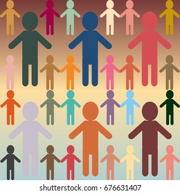 People abstract seamless background. Background with color silhouettes of persons.