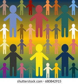 People abstract seamless background. Background with color silhouettes of persons.