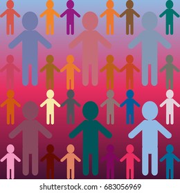 People abstract seamless background. Background with color silhouettes of persons.