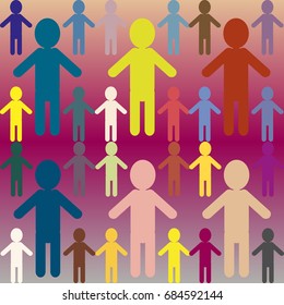 People abstract seamless background. Background with color silhouettes of persons.