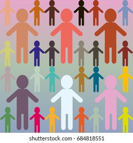 People abstract seamless background. Background with color silhouettes of persons.