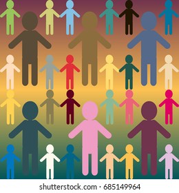 People abstract seamless background. Background with color silhouettes of persons.