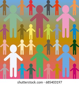 People abstract seamless background. Background with color silhouettes of persons.