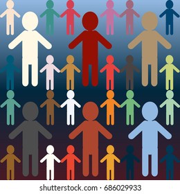 People abstract seamless background. Background with color silhouettes of persons.