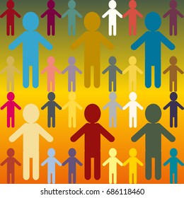 People abstract seamless background. Background with color silhouettes of persons.
