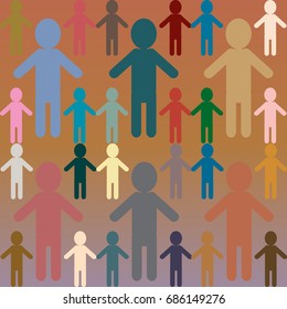 People abstract seamless background. Background with color silhouettes of persons.