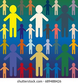 People abstract seamless background. Background with color silhouettes of persons.