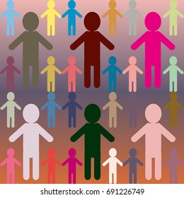 People abstract seamless background. Background with color silhouettes of persons.